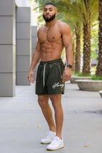 Woven Sports Quick Drying Black Shorts Men's Fitness Tide Brand Bodybuilding Slim Zipper Pocket Running Hip-hop Training Pants