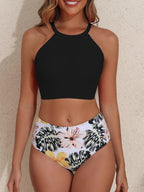 High Waist Swimsuit Sexy Halter Bikini 2025 Women Printed Swimwear Female Bathers Swimming Bathing Swim Suit Summer Beachwear