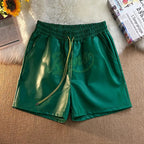 Trendy Brand Men's Shorts Environmental Friendly Leather Pocket Zipper Drawstring Casual Fashionable Summer Loose-Fit Pants