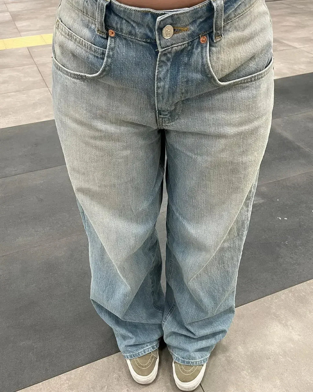 Harajuku Baggy Straight Pants High Waisted Y2k Vintage Blue Washed and Distressed Jeans Fashion Casual Classic Trousers New