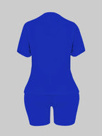 LW BASICS Plus Size Two Pieces Sets Round Neck Skinny Shorts Set 2024 NEW IN Matching Sets Summer Short T-shirt + Short Sets