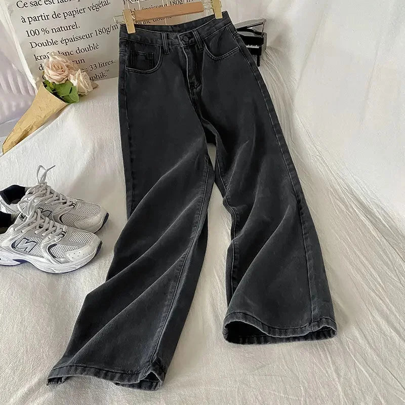 High-Waisted Loose-Fit Casual Slimming Straight-Leg Jeans Women's Petite Wide-Leg Trousers Fashionable Streetwear From China