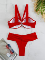 Cheap Push Up Bikinis Women Swimsuits  Solid Padded Women Swimwear Vintage Female Swimsuit High Waist Biquini Bathing Suit