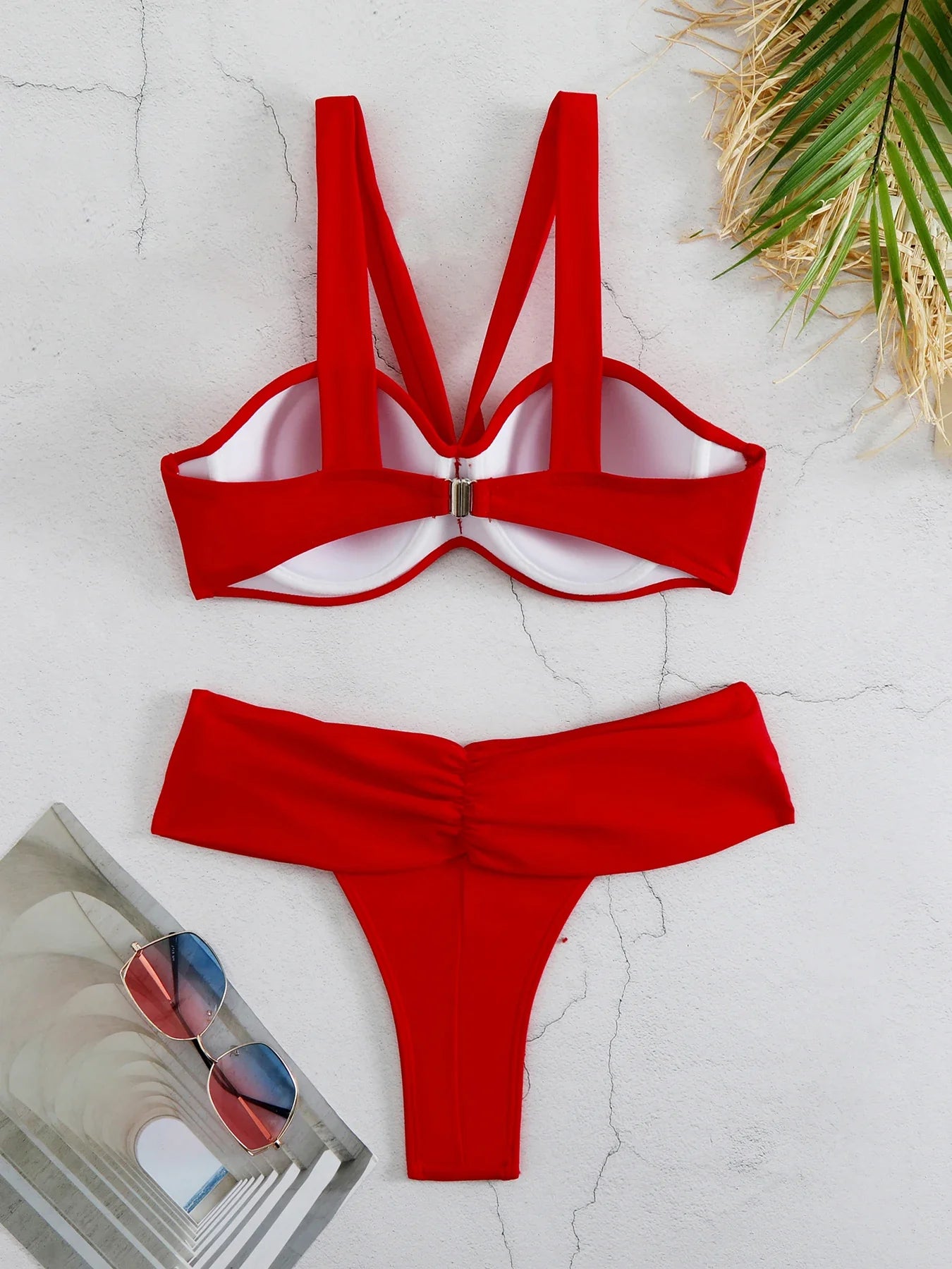 Cheap Push Up Bikinis Women Swimsuits  Solid Padded Women Swimwear Vintage Female Swimsuit High Waist Biquini Bathing Suit