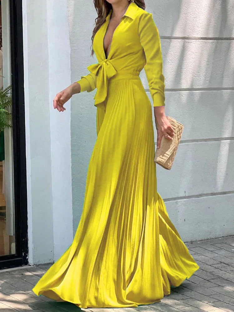 Autumn Winter Fashion V-neck Long Sleeve Elegant Blouse Print Lapel Top Women Solid Color Loose Casual Wide Leg Jumpsuit