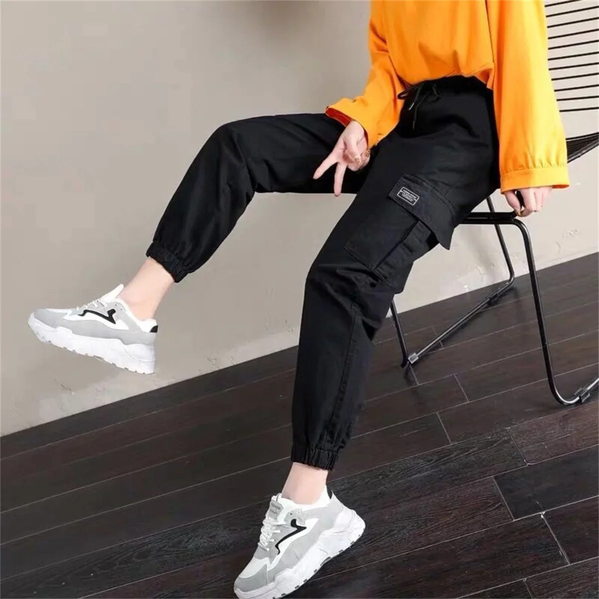 Cool Cargo Pants Women Casual Harajuku  Joggers High Waist Loose Female Hip Hop Trousers Korean Punk Pants Funny Capri Femme