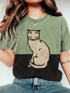 Women's Funny Animal Cat Printed T Shirt Short Sleeve Tees Tops 3D Prints O-Neck Shirts Summer Casual Women's Clothing Apparel