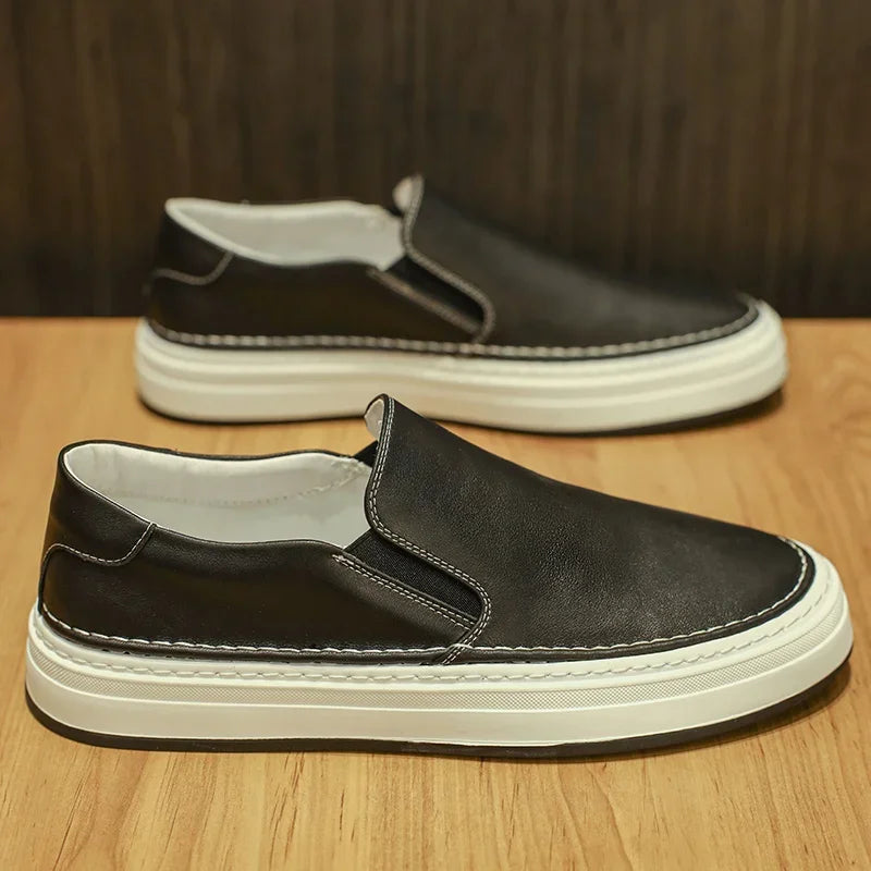 High Quality Brand Men's Genuine Leather Shoes Soft Soles Comfortable Loafers Non Slip Outdoor Men's Flat Shoes Free Delivery