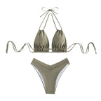 Bathing Suit Tank Bikinis Sets Swimwear 2023 Women Mid Waist Deep V Neck Wide Straps Bikini Summer Beach Wear Swimming купальник