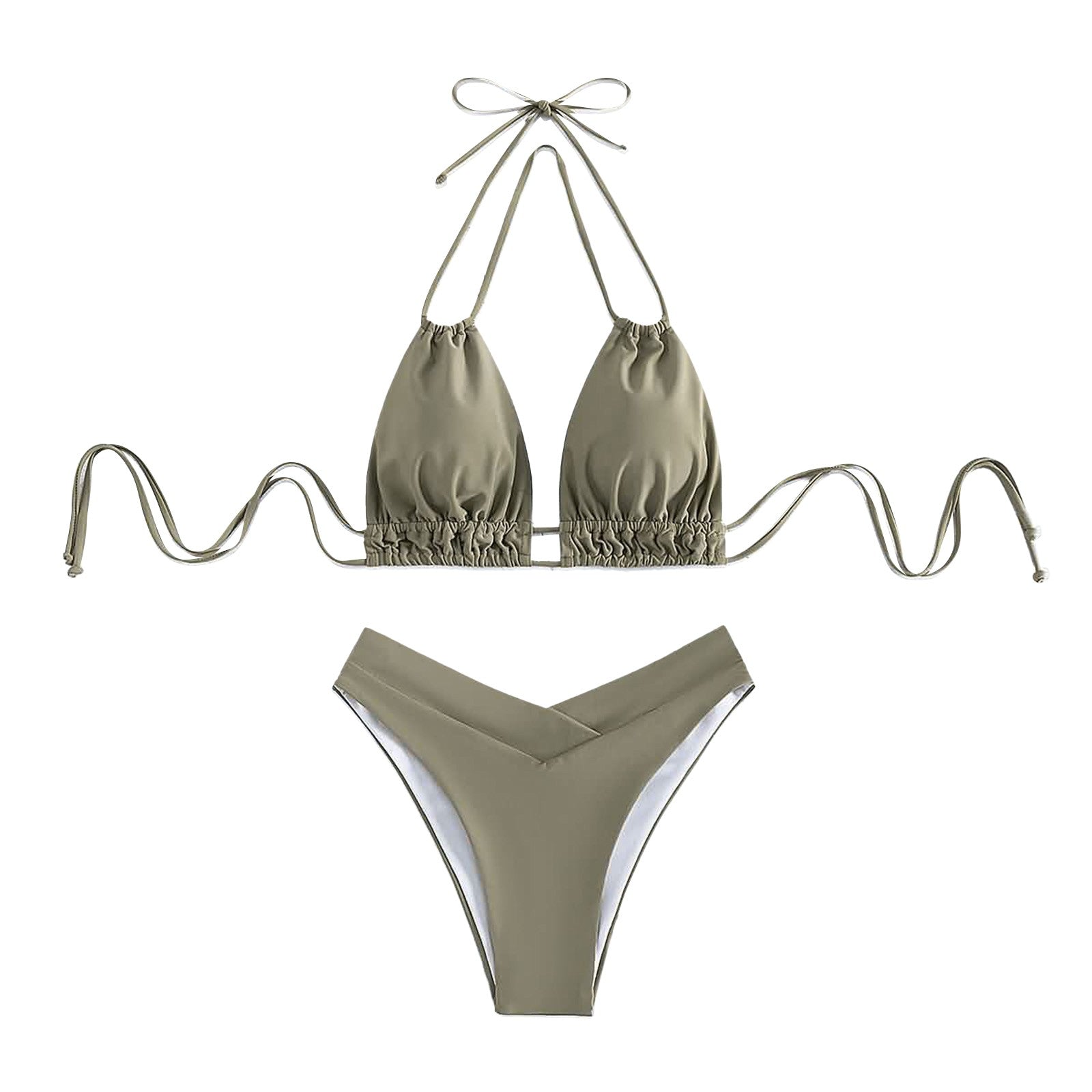 Bathing Suit Tank Bikinis Sets Swimwear 2023 Women Mid Waist Deep V Neck Wide Straps Bikini Summer Beach Wear Swimming купальник