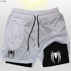 Men's sports shorts, spider print compression shorts, informal, training, running, 2-in-1, Y2K order shipped directly