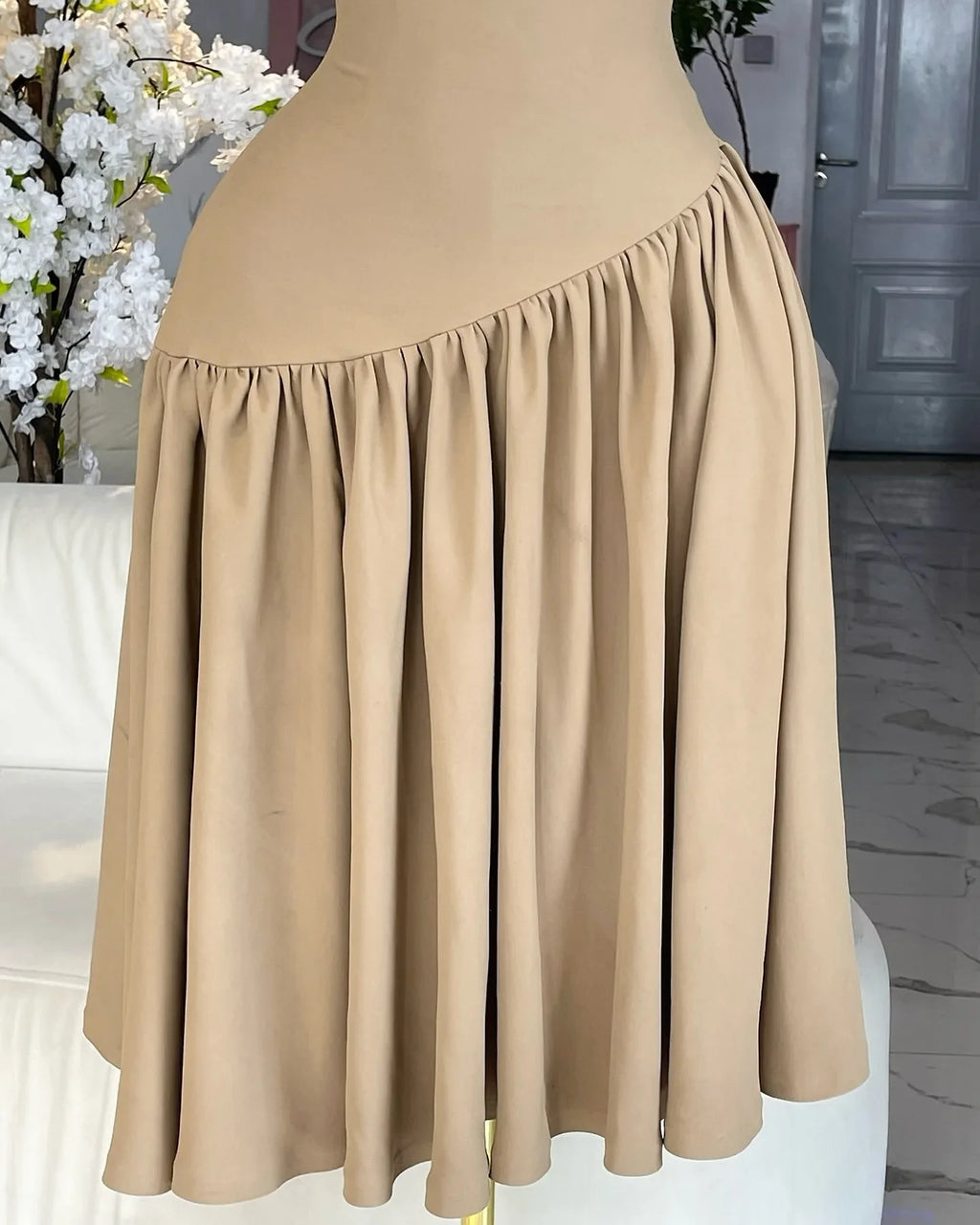 CM.YAYA Women Ruched Shoulder Big Swing Ball Gown Pleated Vintage Dress 2025 Sexy Club Party Evening High Street Dresses