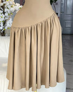 CM.YAYA Women Ruched Shoulder Big Swing Ball Gown Pleated Vintage Dress 2025 Sexy Club Party Evening High Street Dresses