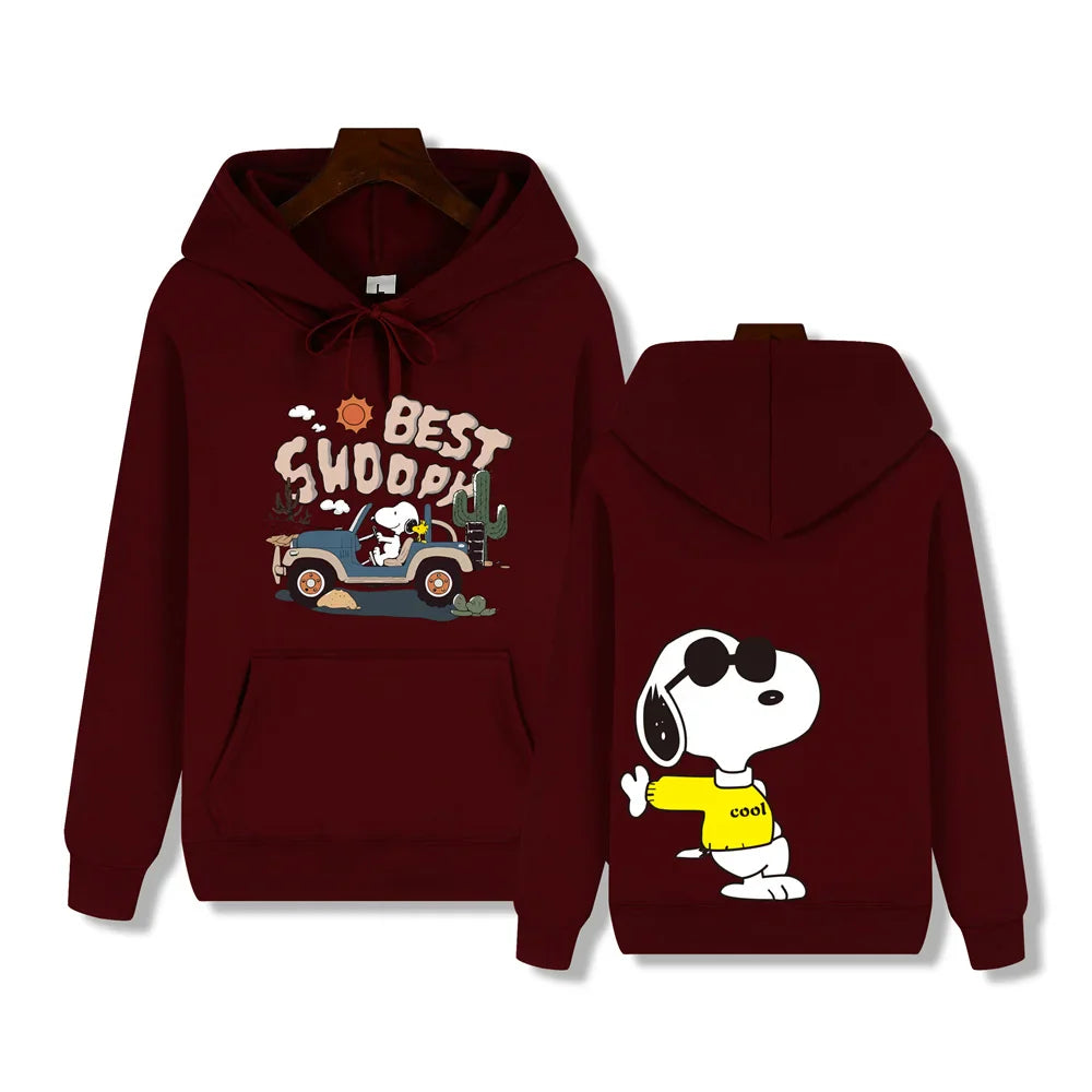 Men's casual fashion brand high-end quality Snoopy print Autumn Winter thick warm street fashion hoodie