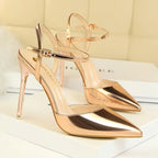 Summer Women Red Blue Sexy Nightclub Stripper Dance Sandals Lady Fetish 10.5cm High Heels Holiday Concise 2024 Versatile Sandles