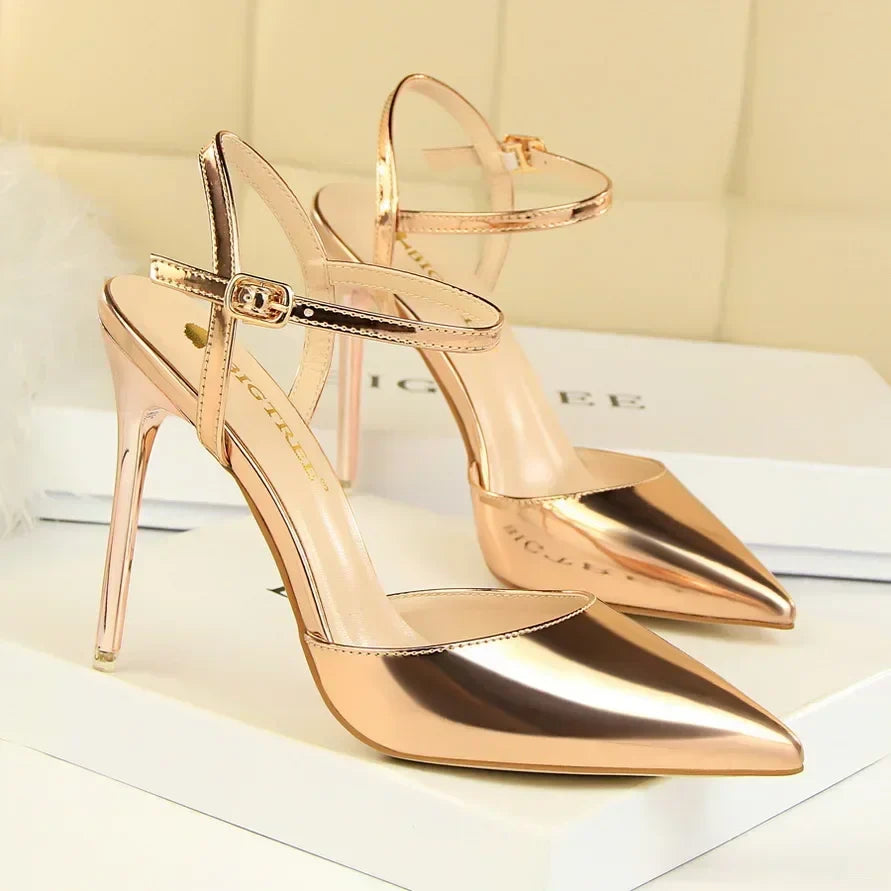 Summer Women Red Blue Sexy Nightclub Stripper Dance Sandals Lady Fetish 10.5cm High Heels Holiday Concise 2024 Versatile Sandles