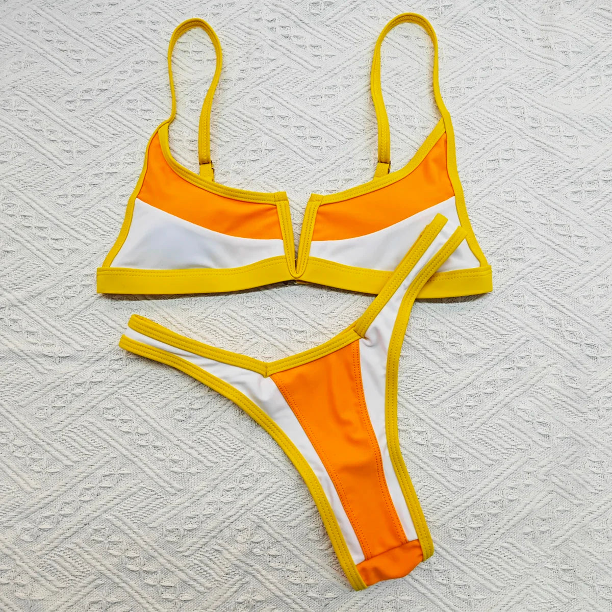 XS-XL V-bar Sexy Bikini Thong Brazilian Swimwear Women Colorblock Vintage Swimsuit Summer Micro Blue Green Bathing Suit Biquini