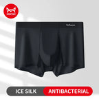 MiiOW 3Pcs Soft Ice Silk Men Boxer Underwear Men's Panties Summer Breathable Striped Underpants Male Antibacterial Boxers Trunks