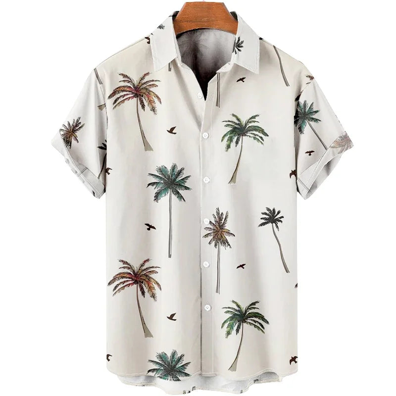 New 3D Oversized Geometric Print Hawaiian Shirt Summer Beach Casual men's short-sleeved Top Comfortable Chinese Style