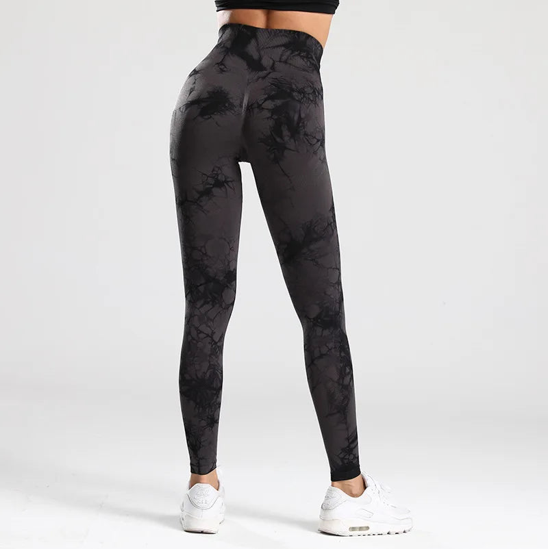 Tie Dye Seamless Gym Leggings Women Push Up Women Mallas Sports Fitness Contour Yoga Running Pants Elastic  Leggins