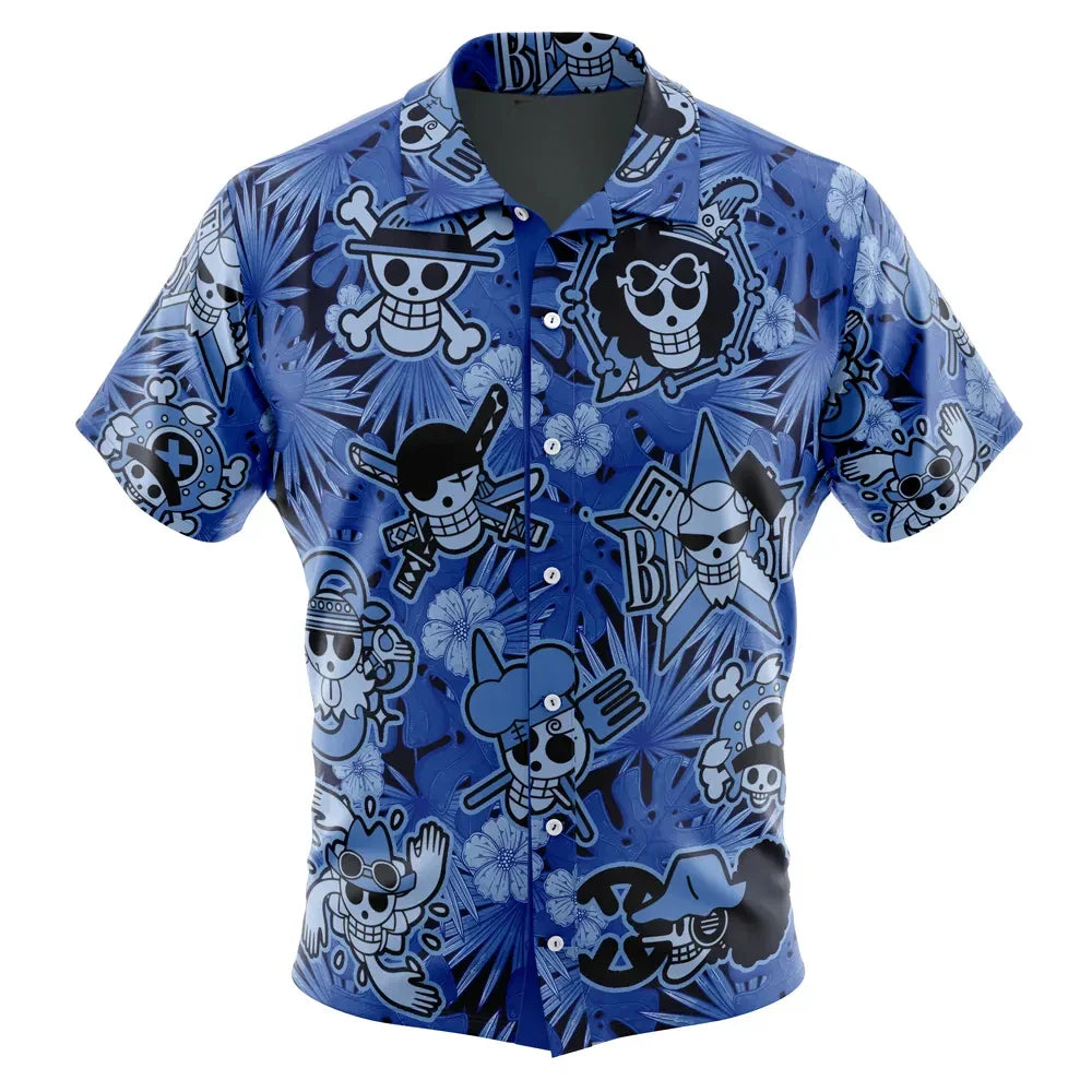 Luffy One Piece Button Up Hawaiian ShirtFashion Trend Breathable Loose Versatile Casual Sports Summer Men