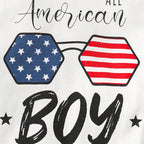 Toddler Baby Boy 4th of July Outfits, Letter Print Hooded Tank Tops Elastic Waist Striped Shorts Infant Summer Set