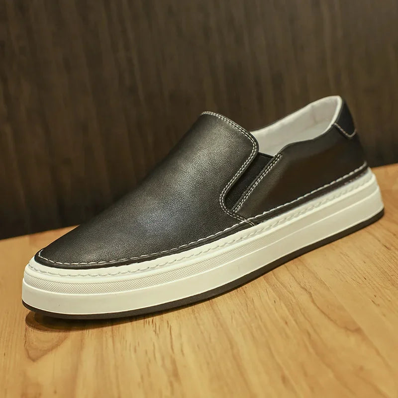 High Quality Brand Men's Genuine Leather Shoes Soft Soles Comfortable Loafers Non Slip Outdoor Men's Flat Shoes Free Delivery