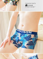 Lightweight Ice Silk Mens Underwear Elastic waistband Boyshorts Cotton 3D-Pouth Youth Boxer shorts Loose Male Boxer Underpants