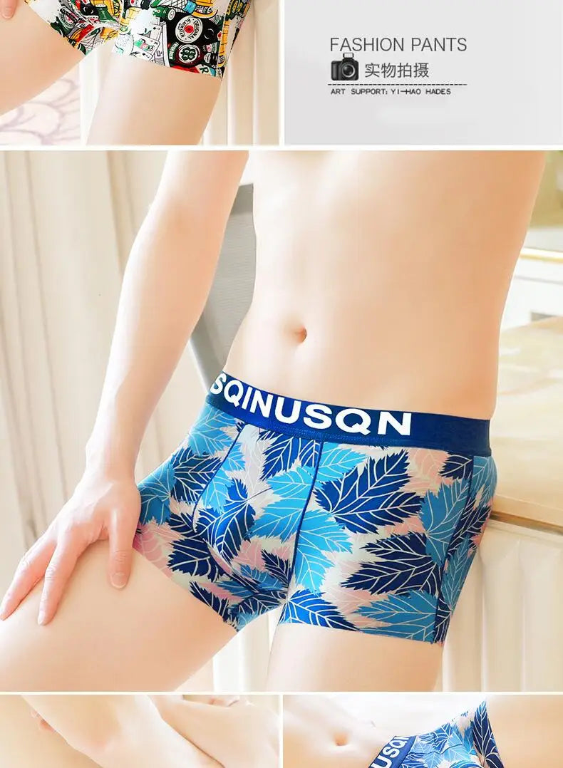 Lightweight Ice Silk Mens Underwear Elastic waistband Boyshorts Cotton 3D-Pouth Youth Boxer shorts Loose Male Boxer Underpants