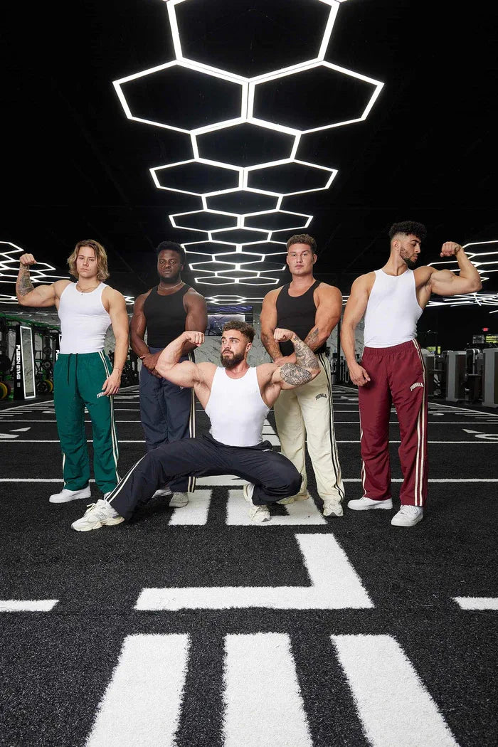 Men's Sweatpants Autumn Winter New Gym Sports Fitness Printed Ribbon Woven Mid Waist Straight Leg Pants Fashionable Casual Pants