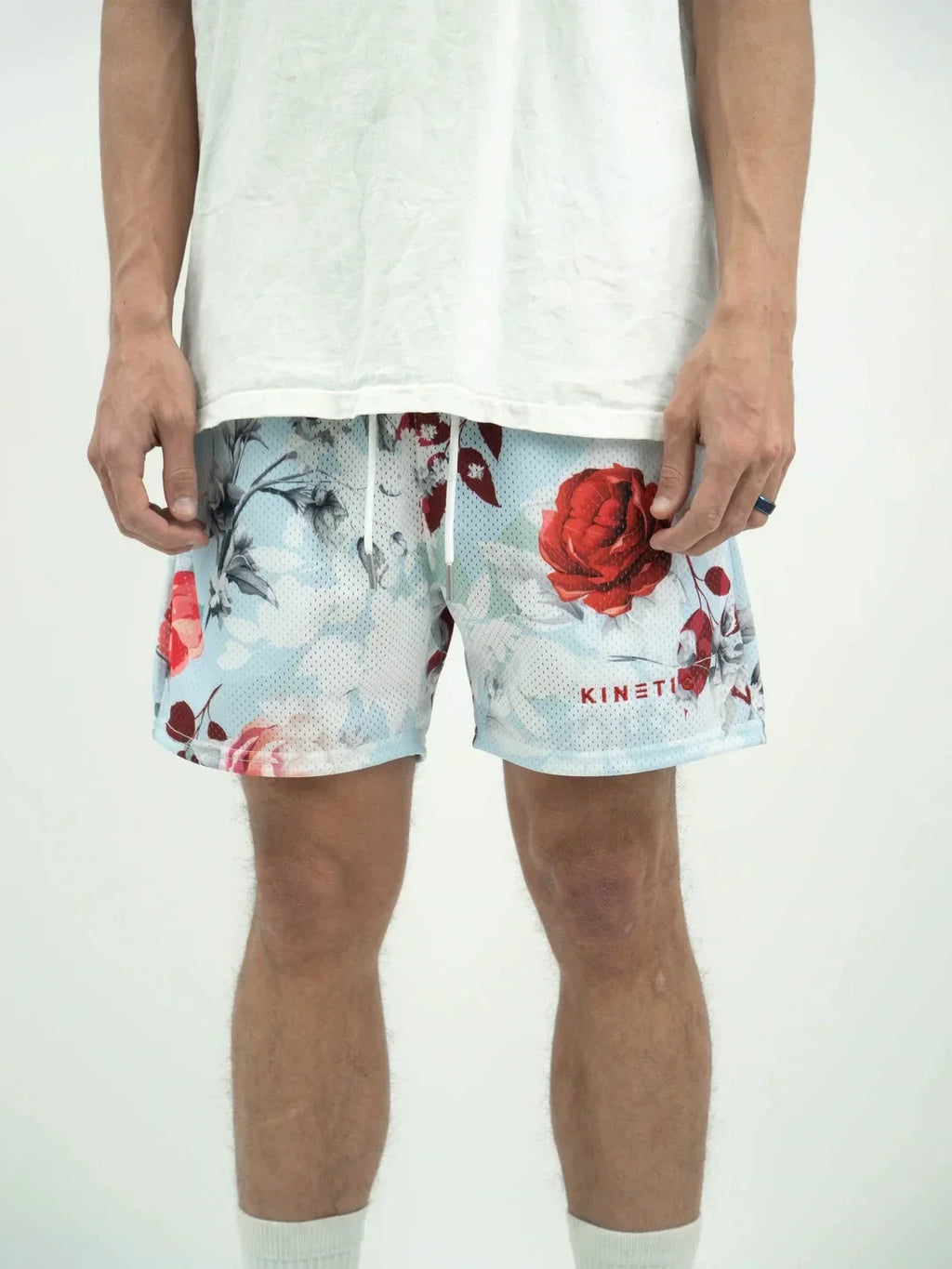 Summer New men short pant Rose Design Casual Shorts Street Hip Hop Fitness Polyester Fast Dry Breathable Embroidery Men Shorts