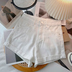 High-waisted Plus-size Women Jeans Student Casual Versatile Trendy A- line Hot Pants Cotton Material Straight Cylinder Style