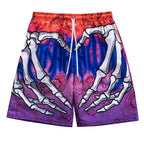 Elastic Waist Jogging Shorts Swim Trunks Board Shorts Summer Beach Shorts With Hand Print Y2k Shorts For Men Ropa Hombre