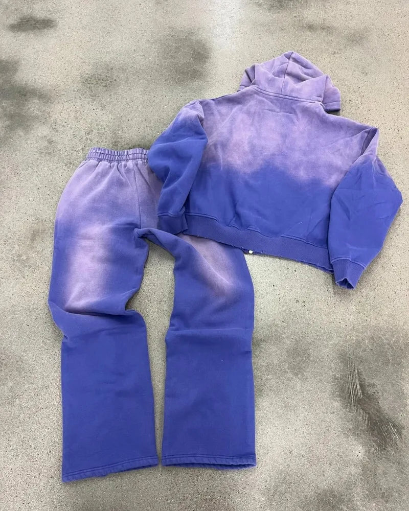 Fashionable Fashion Clothing Casual Loose Zipper Hoodie Men Y2k Street Personality Trousers Suit Rock Oversized Sweatshirt Women