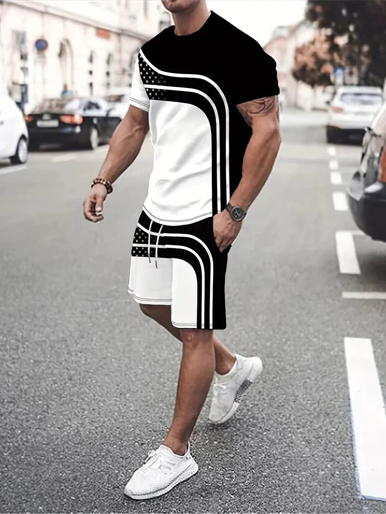 New men's outdoor running shorts for summer 2025, street fashion, casual, loose and comfortable T-shirt with soft and comfortabl