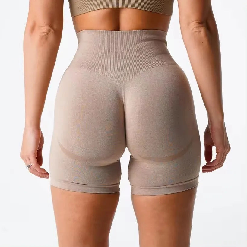 Women High Waist Compression Soft Comfort Seamless Contour Yoga Shorts Summer Outdoor Running Exercise Yoga Running Shorts