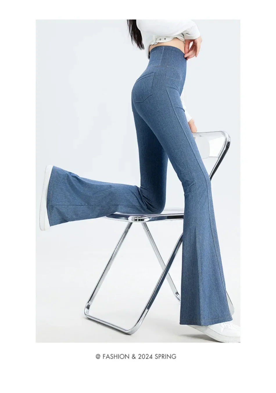 Denim Barbie Pants Women Clothing Wear Slightly High Waist Slim Hip Lift 2024 Spring and Autumn New Solid Sports Women Pants