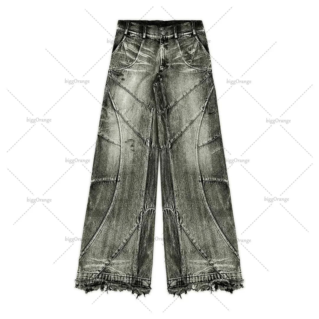 High Waisted Baggy Jeans for Men and Women Wide Leg Pants Punk Multi-Pocket Harajuku Washed Hip-Hop New Heavy Industry Y2K