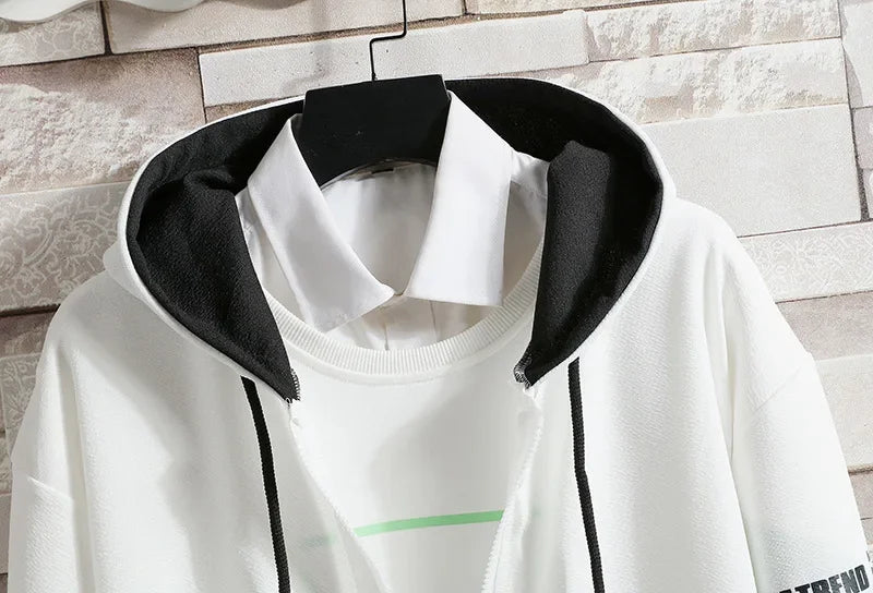 Casual Men's Sport Suit Loose Fit Hooded Cardigan Sweatshirt Pants Set Spring Autumn Season Stylish Outfit