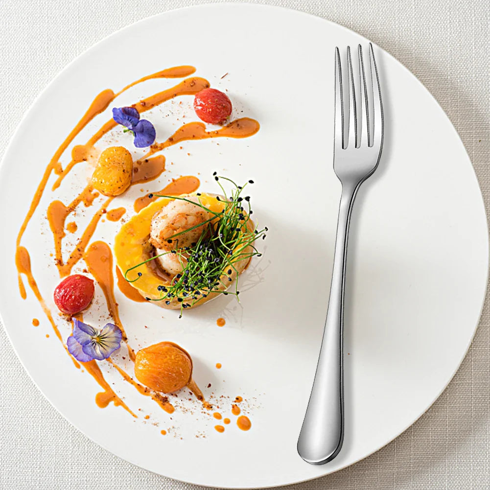 Flatware Dinner Forks Stainless Steel Fruit Forks Fine Flatware Silverware Forks for Home Restaurant Office School and More