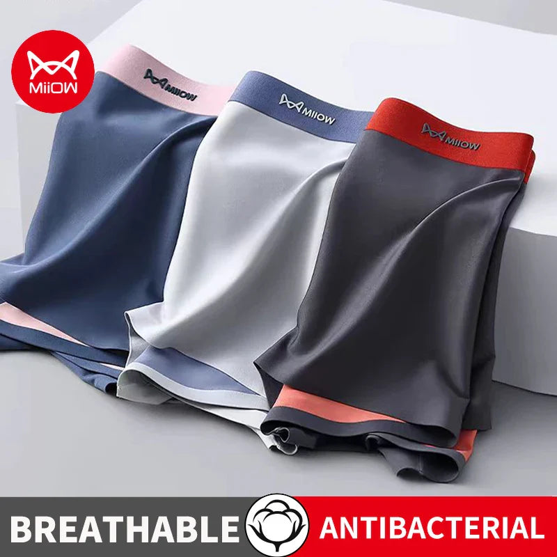 MiiOW Dry Breathable Summer Men's Panties Set Seamless Sexy Men Underwear Boxers Cotton Crotch Man Underpants Male Boxer Briefs
