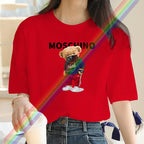 Ladies Fashion Cotton T-shirt Women Short Sleeve Top Printed Pattern T-shirt 2025 Summer New Loose Round Neck Women Clothing