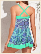 High Waist Swimsuit Beach Dress 2024 Women 2 Piece Printed Tankini Set Swimwear Female Bathing Swimming Swim Suit Beachwear Lady