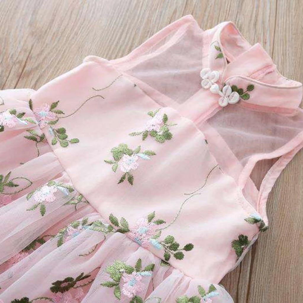 Baby Girls Summer Clothes Kids Dresses for Girls 2-7Y Embroidery Lace Flower Party Wedding Dress Children Girls Princess Dress