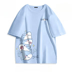 Summer Ice Silk Blue Top Youth Breathable Half Sleeve Large Loose Tee Men's Cute Shark Cartoon Print Short Sleeve T-shirt