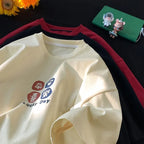 Korean Version Retro Letter Printed Couple Short Sleeved T-shirt Casual Loose Versatile Round Neck Women's Summer Top