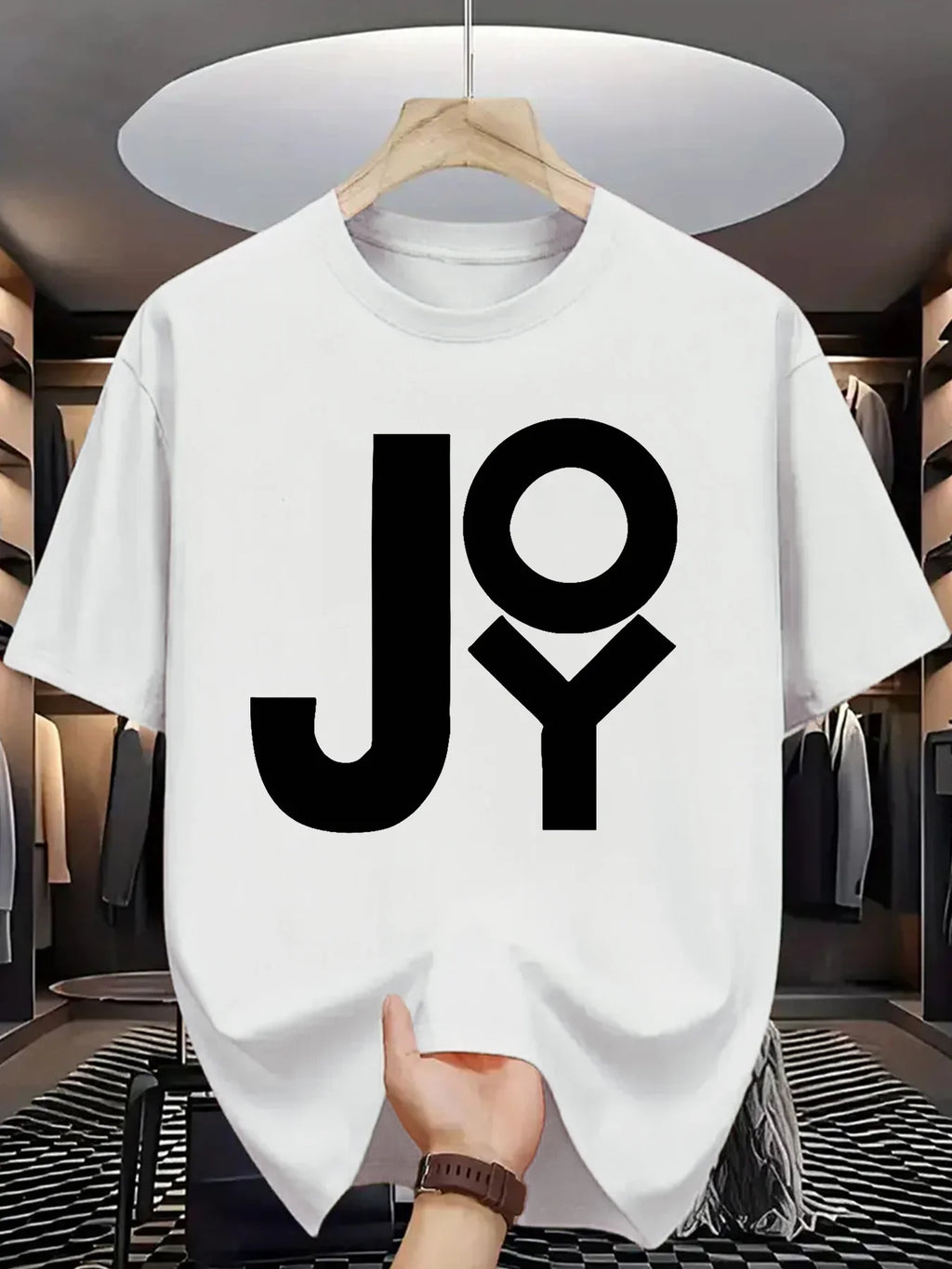 Men's Casual JOY Graphic T-shirt Short Sleeve Round Neck Soft Cotton Machine Washable Large Size Summer Casual Wear Tops