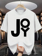 Men's Casual JOY Graphic T-shirt Short Sleeve Round Neck Soft Cotton Machine Washable Large Size Summer Casual Wear Tops