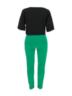 LW Plus Size One Shoulder Lip Print Striped Pants Set Summer Women Fashion Casual Half Sleeve Top & Skinny Long Pants