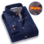 New 2025 Autumn Winter Warm Denim Jeans Dress Shirt Men Fleece Lined Velvet Shirts Button Down Brand Male Bottoming Men's Shirt